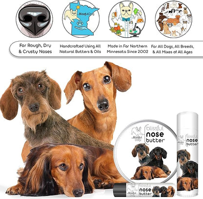 The Blissful Dog Dachshund Nose Butter for Dry, Cracked Skin, Lick-Safe Dog Nose Balm with Moisturizing Shea Butter, Almond, Olive, and Essential Oils, Pet Supplies, Uncented, 8 oz.