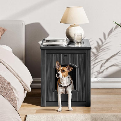 Outdoor &amp; Indoor Dog House for Weatherproof and Stylish Furniture, Insulated Dog House Outdoor, Multi - Use for Small and Medium Dogs (Black, 22.8" L × 17.7" W × 21.7" H)