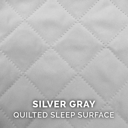 Furhaven Pillow Dog Bed for Large/Medium Dogs w/ Removable Bolsters &amp; Washable Cover - Quilted Sofa - Silver Gray, Large