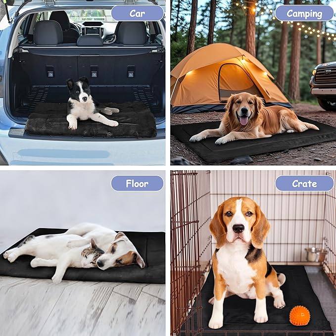 Kritter Planet Waterproof Foldable Dog Bed Pad for Camping &amp; Travel, Portable Roll-Up Dog Bed Car Seat Pet Cushion Mat with Handles for Medium &amp; Large Dogs, Indoor &amp; Outdoor Use