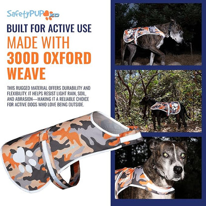 Dog Reflective Vest – Hi-Vis Fluorescent Visibility That Helps to Safeguard Your Pet On/Off Leash in Urban &amp; Rural Areas (Camo, X-Small)
