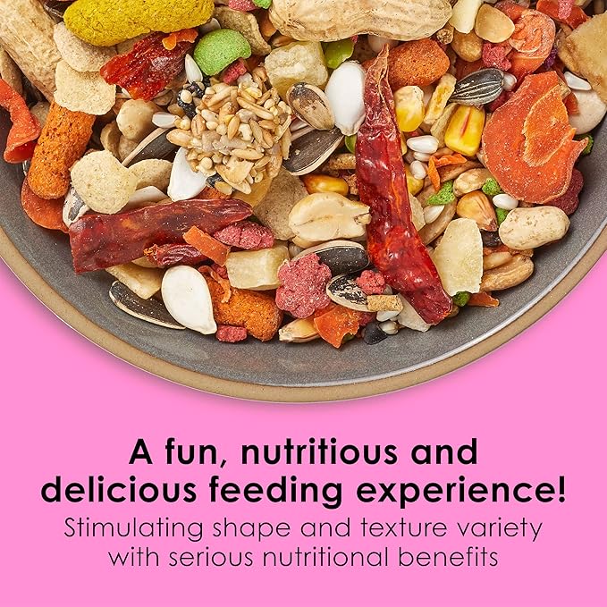 Kaytee Fiesta Big Bites Small Parrot &amp; Conure Food, Nutritious and Fun Blend, Supports Skin, Feather, Digestion, Brain and Heart Health, 4 pounds