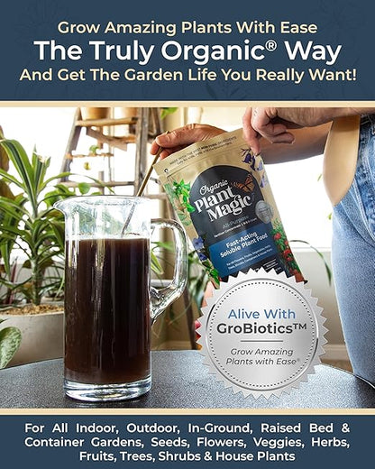 Organic Plant Magic - Truly Organic™ Fast-Acting Soluble Plant Food: All-Purpose Fertilizer Concentrate for All Flower Vegetable Herb Fruit Tree Shrub Container Garden &amp; House Plants [Two 1 lb Bags]