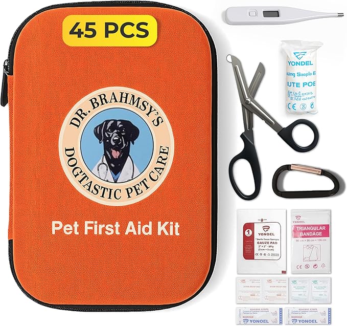 Dr Brahmsy’s Pet First Aid Kit – Emergency Kit for Dogs, Perfect for Travel, Camping &amp; Hiking Essentials