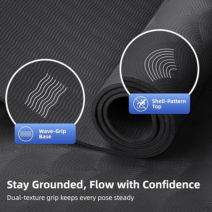 Extra Large Yoga Mat - 72"x35", 72"x48", 78"x57" - Wide TPE Exercise Mat for Home, Stretching, Couples &amp; Family Workouts - 6-12mm Thick, Non-Slip &amp; Waterproof - with Carry Bag and Straps