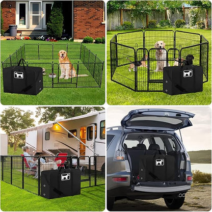 SIRUITON Dog Playpen Storage Bag Fits 45 H 8 Panels and 9 Stakes Foldable Exercise Pet Playpen, Dog Fence Travel Bag, with Reinforcing Plate &amp; Shoulder