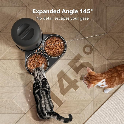PETLIBRO Automatic Cat Feeder with Camera for Two Cats, 1080P HD Video with Night Vision, 5G WiFi Pet Feeder with 2-Way Audio for Cat &amp; Dog, Low Food &amp; Motion &amp; Sound Alerts, Dual Tray, Black 5L