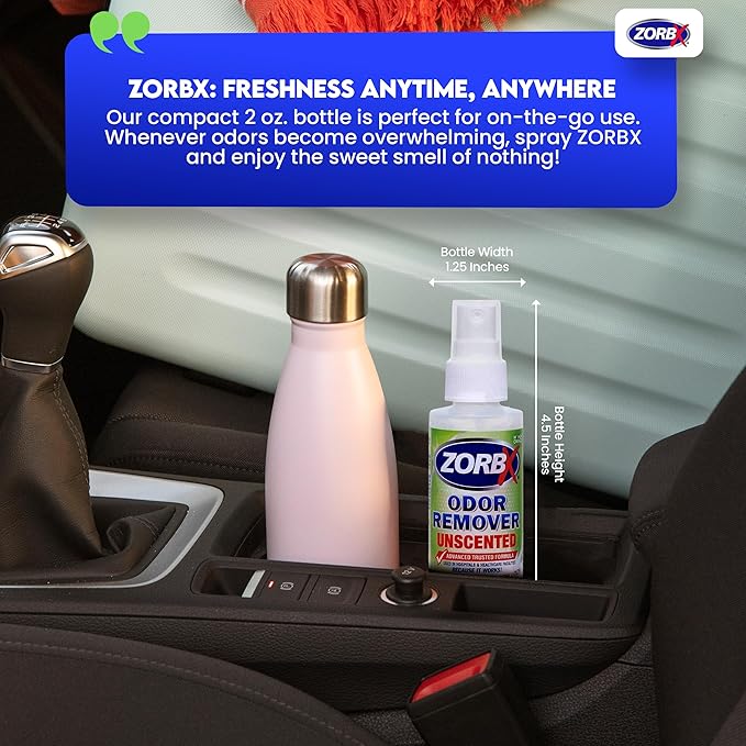 ZORBX Unscented Odor Eliminator for Strong Odor 2 Fl Oz Pack of 5 - Used in Hospitals &amp; Healthcare Facilities - Advanced Formula, Fast-Acting Odor Remover Spray for Dog, Cat, House &amp; Carpet