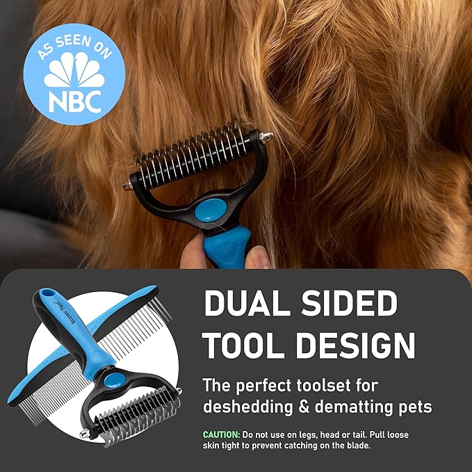 Maxpower Planet Pet Grooming Brush - Double Sided Shedding and Dematting Undercoat Rake Comb for Dogs and Cats,Extra Wide (B1 - Rake, Gloves &amp; Comb, Large)