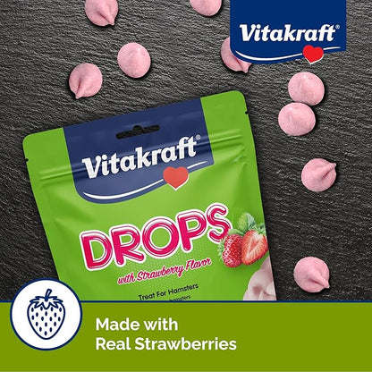 Vitakraft Drops Hamster Treat - Strawberry - Yogurt Treats for Hamsters Pink 5.3 Ounce (Pack of 1)