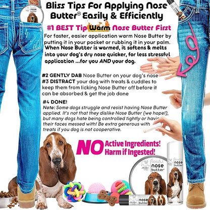 The Blissful Dog Basset Hound Nose Butter for Dry, Cracked Skin, Lick-Safe Dog Nose Balm with Moisturizing Shea Butter, Almond, Olive, and Essential Oils, Pet Supplies, Uncented, 4 oz.
