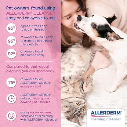 ALLERDERM Foaming Cleanser- Rinse-Free Waterless Micellar Foam for Dogs and Cats with Sensitive Skin by Virbac