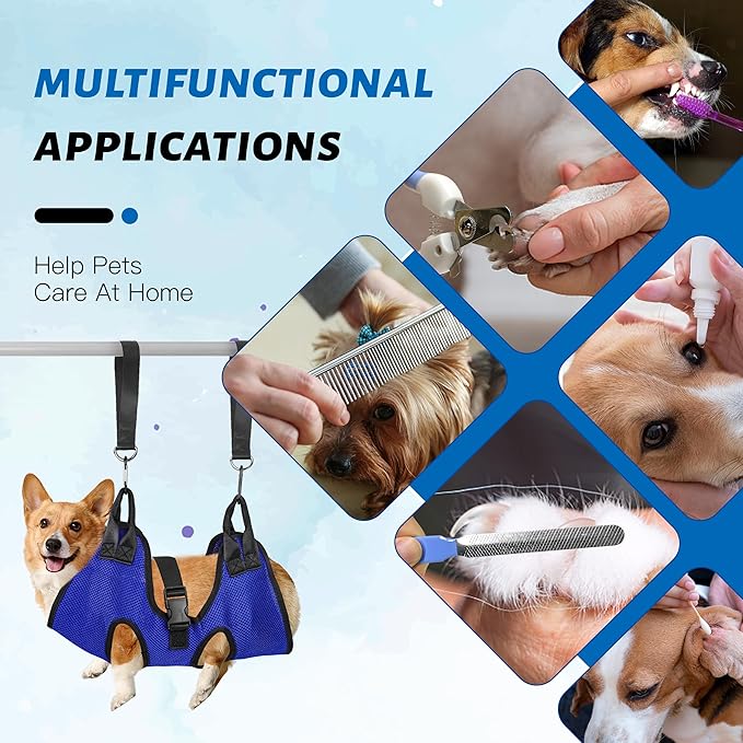 PatiencET Dog Grooming Hammock, Pet Grooming Hammock for Cats &amp; Dogs, Dog Holder for Nail Trimming, Cat Sling for Nail Trimming with Nail Clippers/Trimmer, Nail File, Pet Comb(S)