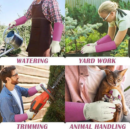 HANDLANDY Rose Pruning Gardening Gloves for Men &amp; Women, Thornproof Long Gauntlet Gloves, Pigskin Leather - Breathable &amp; Durability (Small)