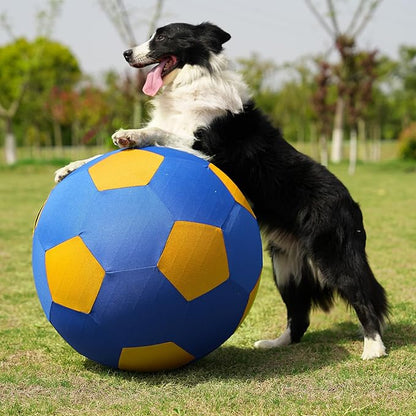 Herding Ball for Dogs Horse Ball &amp; Cover 25" for Horses Large with Hand Pump for Play, Blue and Yellow