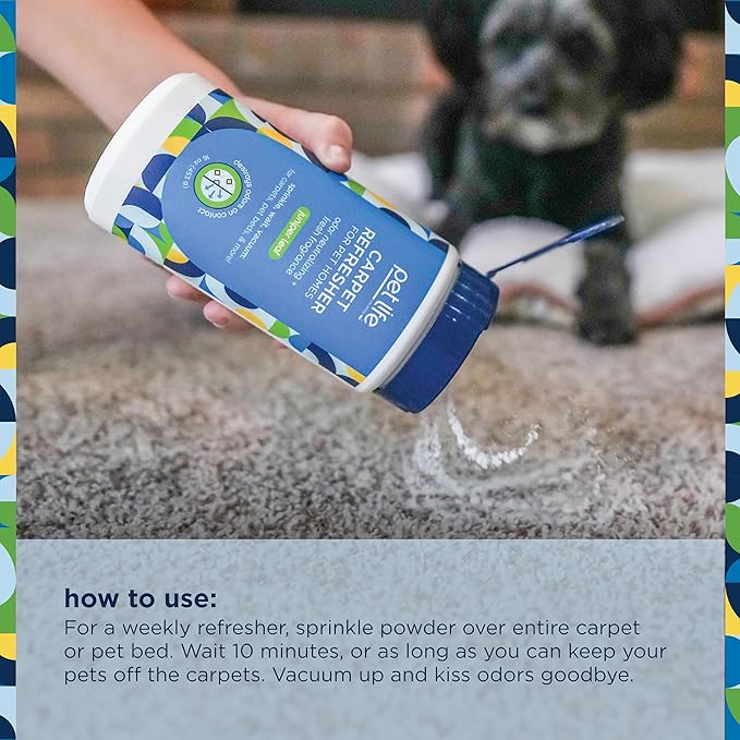 Pet Life Unlimited Carpet Refresher &amp; Deodorizer Powder - Pet Safe, Plant Based Juniper Leaf Scent, Made in USA - 16oz (Pack of 1)