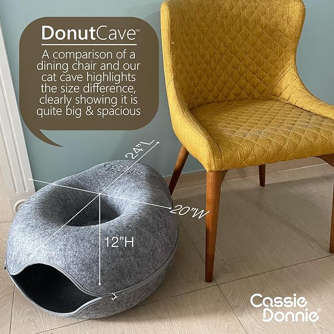 Premium Cat Bed caveTunnel Hiding Places for Indoor Cats(Large) Houses &amp; Condos. Washable100% Nontoxic Eco-Friendly. Spaciousfor 2 Cats
