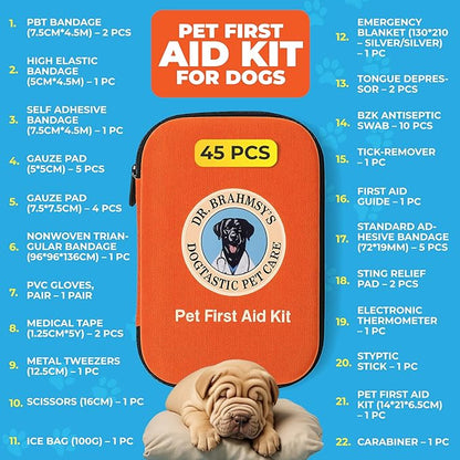 Dr Brahmsy’s Pet First Aid Kit – Emergency Kit for Dogs, Perfect for Travel, Camping &amp; Hiking Essentials