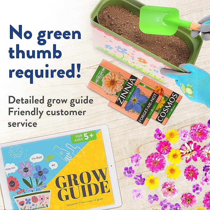 Home Grown Paint &amp; Grow Flower Gardening Kit Set for Boys and Girls - Craft Activity Toy for Kids, Ages 5 6 7 8-12 Years Old - Unique Birthday Present - Plant Gift Toys