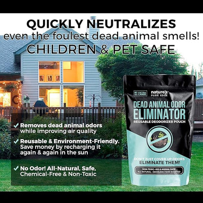 Dead Animal Smell Eliminator Pouch – Fragrance-Free, Reusable Deodorizer for Attic, Wall, Crawlspaces. Removes Decay Odor, Pet &amp; Kid Safe, Extra Large, Covers Up to 375 Sq Ft.