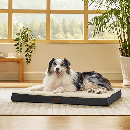Bedsure XL Dog Bed for Crate - Large Orthopedic Flat Pet Beds with Removable Washable Cover, Egg Crate Foam Crate Mat, Suitable for Pet Up to 90 lbs