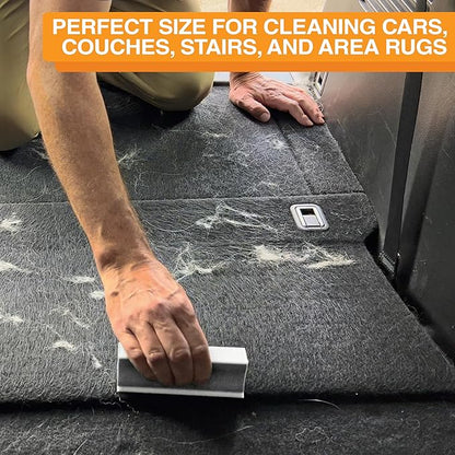 FurDozer X3 PRO Pet Hair Remover &amp; Auto Detailing Tool - Cat &amp; Dog Hair Remover for Carpets, Car Interiors, Couches, Bedding, &amp; Furniture - Reusable Pet Hair Removal Tool for Dog Fur &amp; Lint, 5", Grey