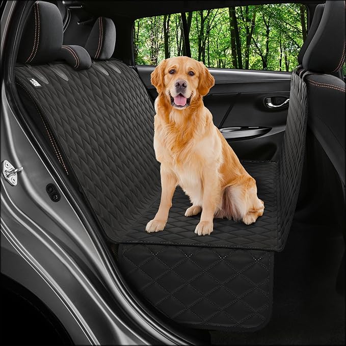 XL Dog Car Seat Cover for Back Seat, Waterproof Hammock for Car, SUV &amp; Truck, Non-Slip Backseat Cover for Dogs, Heavy-Duty Dog Hammock Style Seat Protector Pets, Easy to Install &amp; Clean