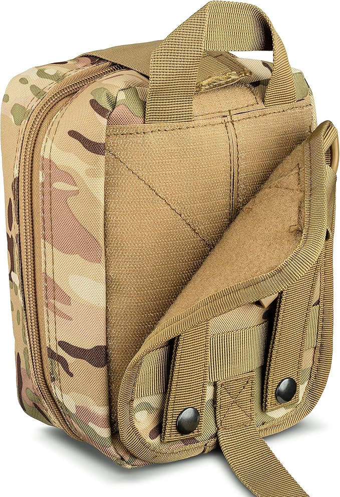Scherber Premium IFAK Kit Trauma Pack Fully Stocked MOLLE Pouch w/CAT Tourniquet, HyFin Vent Chest Seal, &amp; Israeli Bandage Trauma Kit for Emergency, Gunshot, Bleeding, &amp; Major Wound Care (Camouflage)