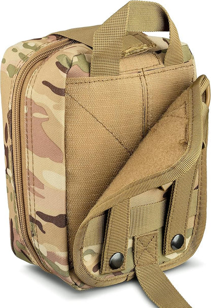 Scherber Premium IFAK Kit Trauma Pack Fully Stocked MOLLE Pouch w/CAT Tourniquet, HyFin Vent Chest Seal, &amp; Israeli Bandage Trauma Kit for Emergency, Gunshot, Bleeding, &amp; Major Wound Care (Camouflage)