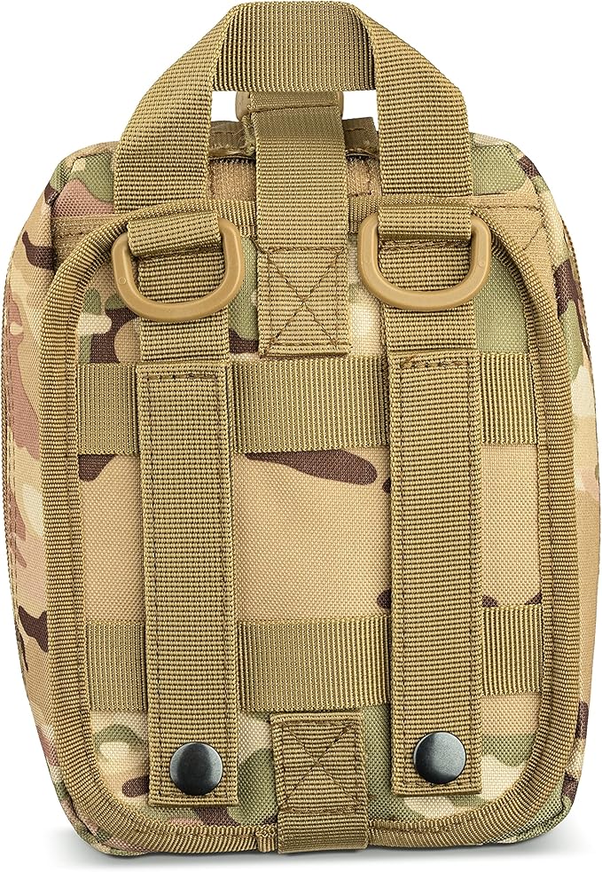 Scherber Premium IFAK Kit Trauma Pack Fully Stocked MOLLE Pouch w/CAT Tourniquet, HyFin Vent Chest Seal, &amp; Israeli Bandage Trauma Kit for Emergency, Gunshot, Bleeding, &amp; Major Wound Care (Camouflage)