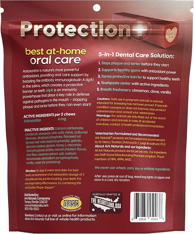 Ark Naturals Protection+ Brushless Toothpaste – Large Breeds, 18oz Bag – Dog Dental Chew with Toothpaste Center – Prevent Plaque &amp; Tartar and Freshen Breath with Dental Chews for Dogs