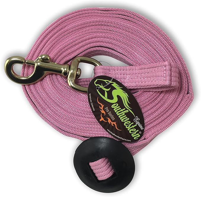 Southwestern Equine Lunge Line for Horses Cotton Horse Lunge Line with Bolt Snap &amp; Rubber Stop (Pink, 24&