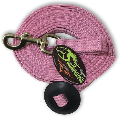 Southwestern Equine Lunge Line for Horses Cotton Horse Lunge Line with Bolt Snap &amp; Rubber Stop (Pink, 24&