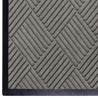 WaterHog Diamond | Commercial-Grade Entrance Mat with Rubber Border – Indoor/Outdoor, Quick Drying, Stain Resistant Door Mat (Medium Grey, 4&