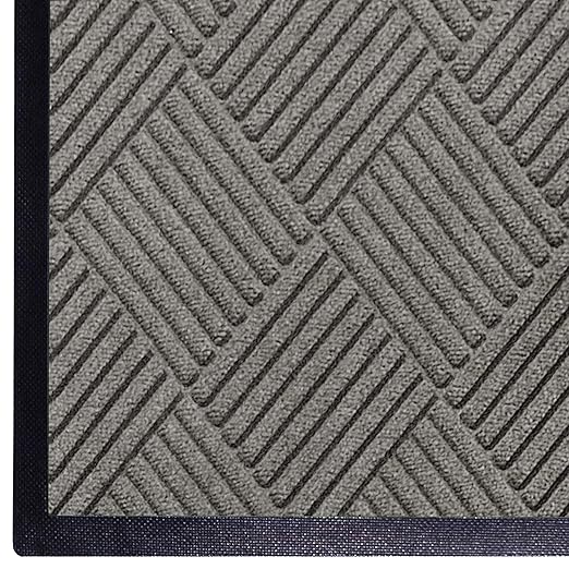 M+A Matting WaterHog Diamond | Commercial-Grade Entrance Mat with Rubber Border – Indoor/Outdoor, Quick Drying, Stain Resistant Door Mat (Grey, 4&