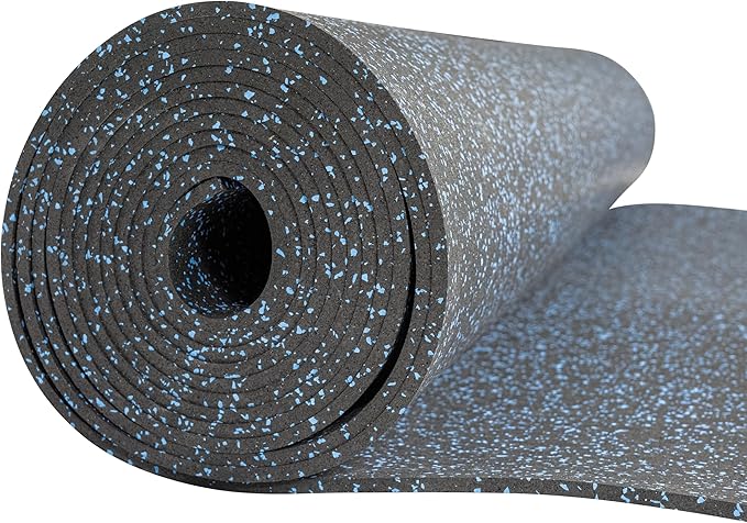 Playsafer Genaflex Rubber Gym Floor Mat, Heavy Duty Commercial Protective Gym Flooring Roll - 8mm Thick (10% Blue, 4&
