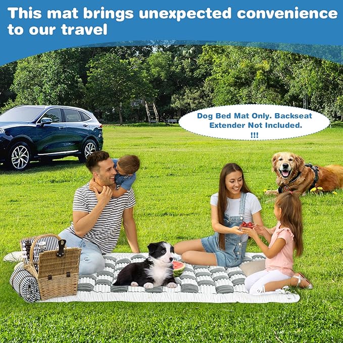 VClife Plaid Dog Car Bed Mat, Non-Slip Backseat Extender Pet Blanket, Washable Dog Bed Mat for SUVs, Sedans &amp; Small Trucks, Portable Travel Pad for Dogs, Wear Resistant, Pet Friendly, Gray, 59"×27.6"
