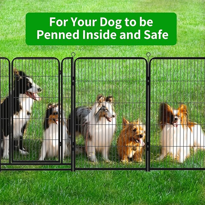 Dog Playpen Outdoor Extra Wide 24 Panels Heavy Duty Dog Fence 47" Height Anti-Rust with Doors Portable for RV Camping Yard, Total 63FT, 316 Sq.ft, Snowy Black