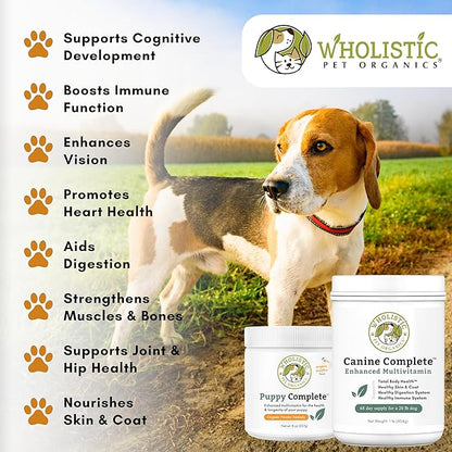 Wholistic Pet Organics Canine Complete - Dog Multivitamin Powder - 2 Lb - Daily Dog Vitamins and Supplements for Homemade Food - Immune System, Skin, Coat &amp; Overall Health - Small and Large Breed