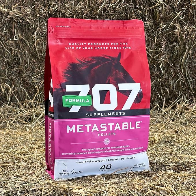 Formula 707 MetaStable Pellets for Horses 5 lb Bag – 40 Servings – University-Studied Support for Horses with Laminitis, Insulin Resistance &amp; Metabolic Disorders