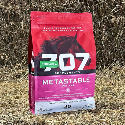 Formula 707 MetaStable Pellets for Horses 5 lb Bag – 40 Servings – University-Studied Support for Horses with Laminitis, Insulin Resistance &amp; Metabolic Disorders
