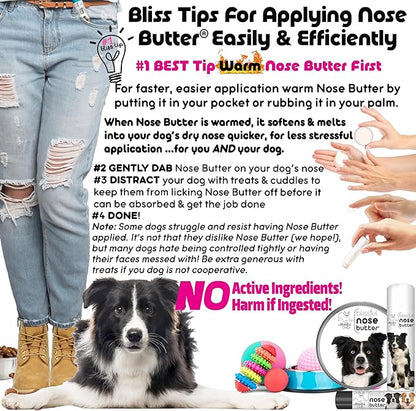 The Blissful Dog Border Collie Nose Butter for Dry, Cracked Skin, Lick-Safe Dog Nose Balm with Moisturizing Shea Butter, Almond, Olive, and Essential Oils, Pet Supplies, Uncented, 2 oz.