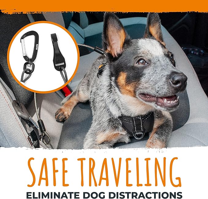 Mighty Paw Dog Seat Belt Vehicle - Chew-Proof Dog Belt - Great for Teething Puppies - Latch Bar Attachment Like Child&