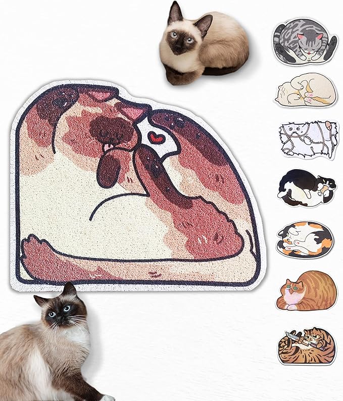 Lukamoo® Cute Cat Litter Mat (30’’x20’’), Large/L, for Kitty Litter &amp; Cute Cat Litter Box, Litter Trapping Mat (Pointed, Cornered)