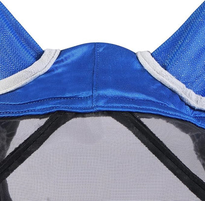 Harrison Howard Pro Luminous Horse Fly Mask Standard with Ears UV Protection for Horse Signature Blue Large Full Size