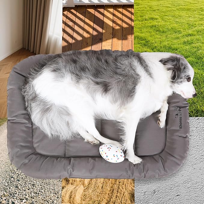 KHONSU PET Durable Dog Bed Tough and Tear Proof Dog Crate Bed, 800lbs Tear Strength PVC-Backed Waterproof Ped Bed Mat Indoor &amp; Outdoor Use for Dogs up to 35 lbs