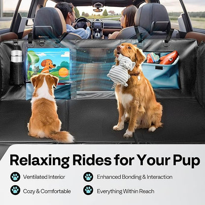 Back Seat Pet Cover for Dogs 59", Upgraded PU Leather Back Seat Extender with Hard Bottom Holds 400LBS, Waterproof Anti-Scratch, Dog Backseat Cover for Cars, SUV &amp; Small Truck