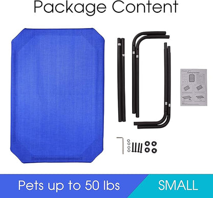 PHYEX Raised Pet Cot for Small Pets, Elevated Dog Bed with Breathable Mesh, Sturdy Steel Frame for Indoor &amp; Outdoor Use, Non-Slip Design, Easy Clean, 33-Inch Blue