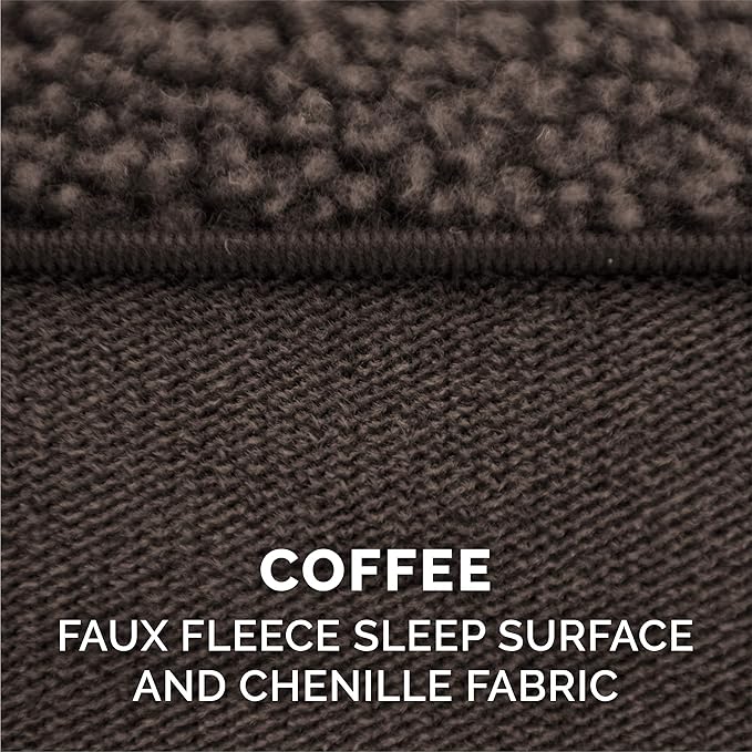 Furhaven Orthopedic Dog Bed for Large Dogs w/ Removable Bolsters &amp; Washable Cover, For Dogs Up to 95 lbs - Sherpa &amp; Chenille Sofa - Coffee, Jumbo/XL