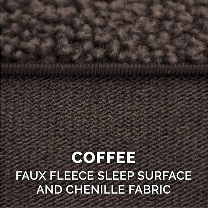 Furhaven Orthopedic Dog Bed for Large Dogs w/ Removable Bolsters &amp; Washable Cover, For Dogs Up to 95 lbs - Sherpa &amp; Chenille Sofa - Coffee, Jumbo/XL